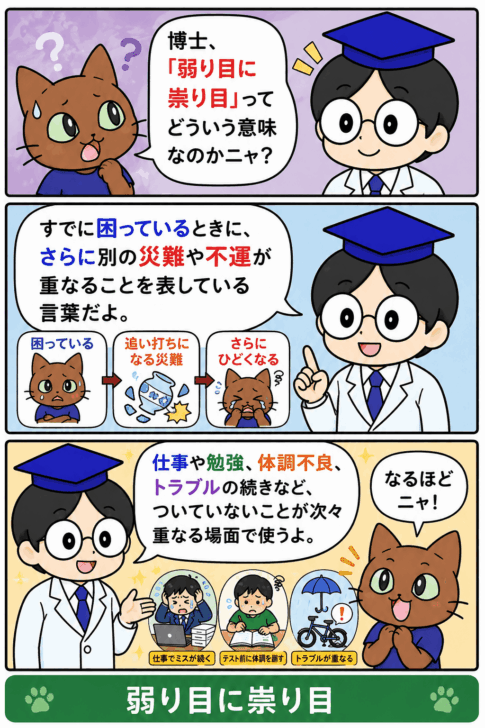 「弱り目に祟り目」の漫画